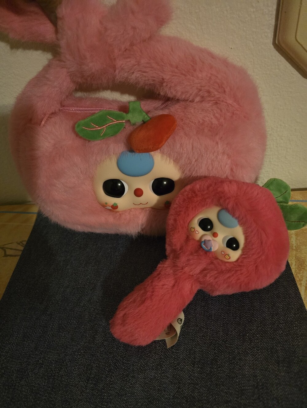 Baby Three Pink Plush Handbag & Mirror Bundle